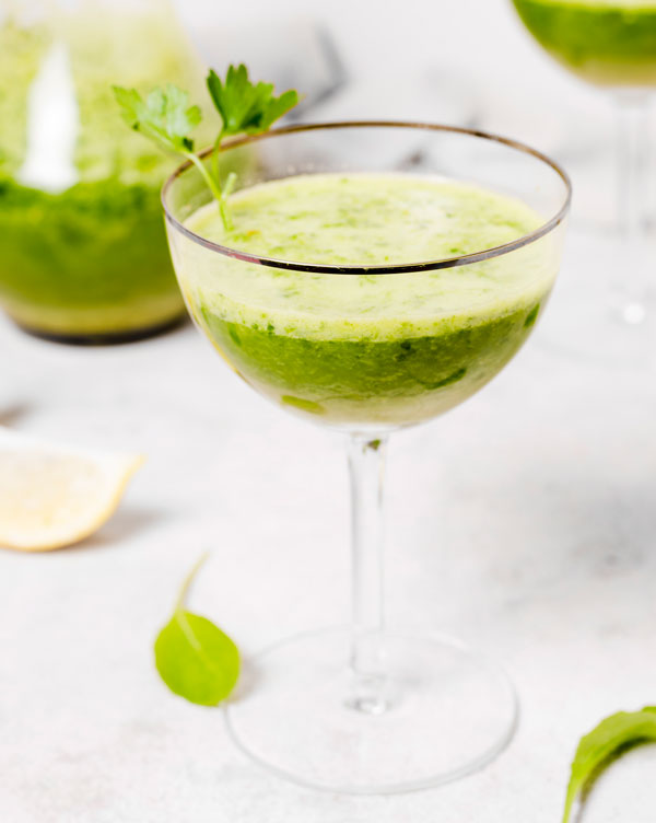 Matcha cocktail on a martini glass
